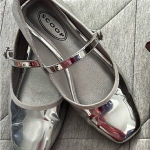Scoop Silver Mary Jane Flats